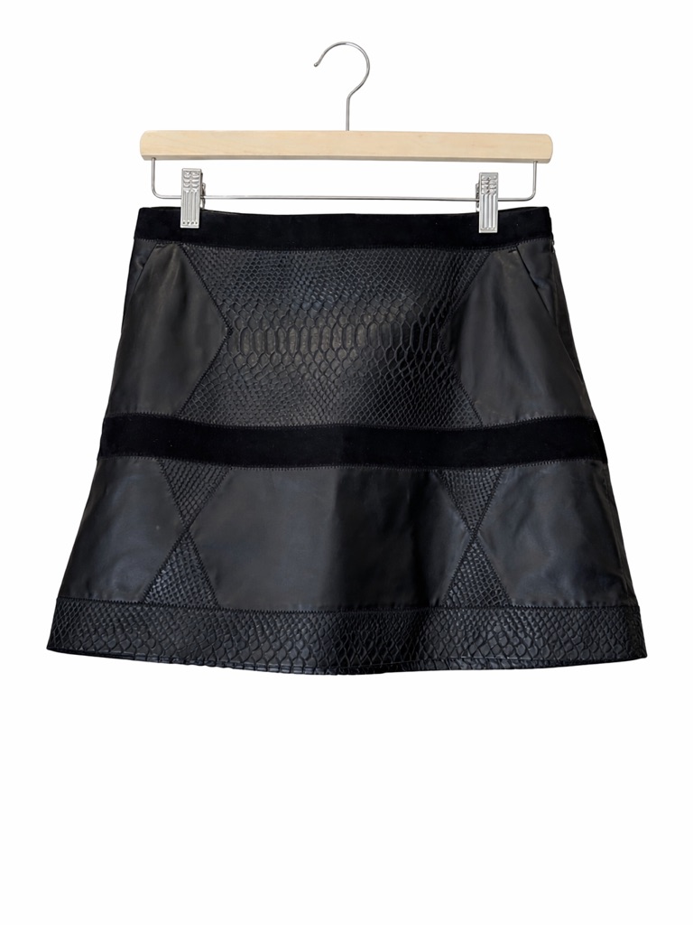 Nwt Ramy Brook Kacey Mini Skirt In Black Genuine Leather Size 6 Women’s Luxury